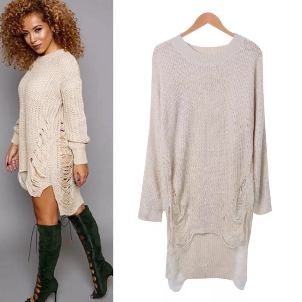 HP🆕Beige Draped Sweater Dress